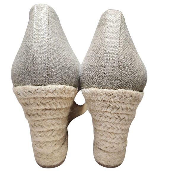 J Crew Seville Espadrille Wedge Platform Metallic Canvas Cream Taupe Gray Gold 9 - Picture 9 of 15